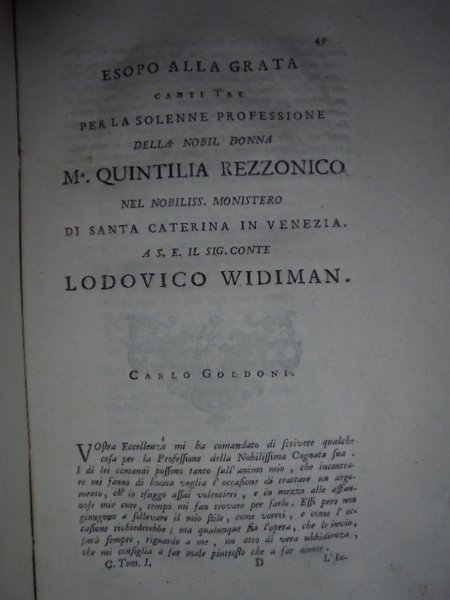 Delli Componimenti diversi di CARLO GOLDONI avvocato veneto