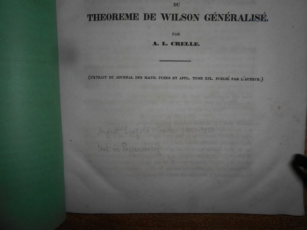 Démonstration élémentaire du THEOREME DE WILSON Généralisé