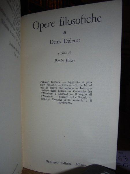 Denis, Diderot a cura di Paolo Rossi