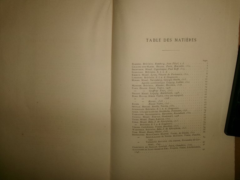 Description des LIVRES DE LITURGIE imprmés aux XV Siècles. De …