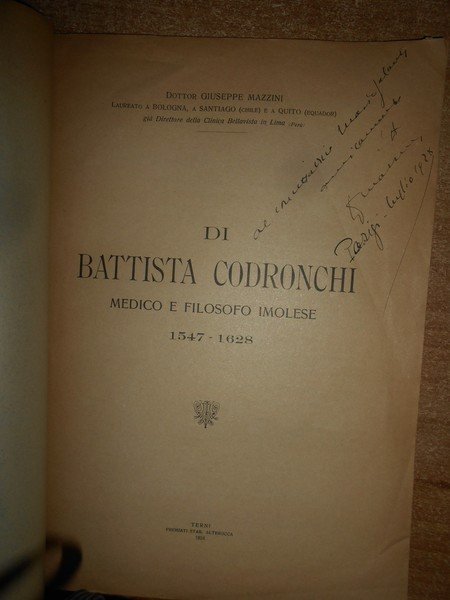 Di BATTISTA CODRONCHI Medico e Filosofo Imolese 1547 - 1628