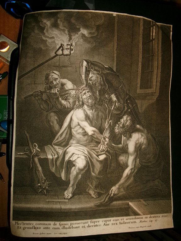 Frans van den Wyngaerd. LA CORONA DI SPINE-Stampa Antica Autentica … | Immagine Gallery 1