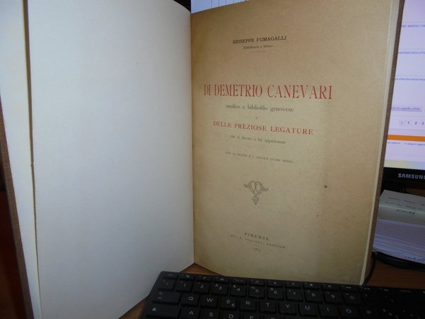 DI DEMETRIO CANEVARI Medico e Bibliofilo Genovese e delle preziose …