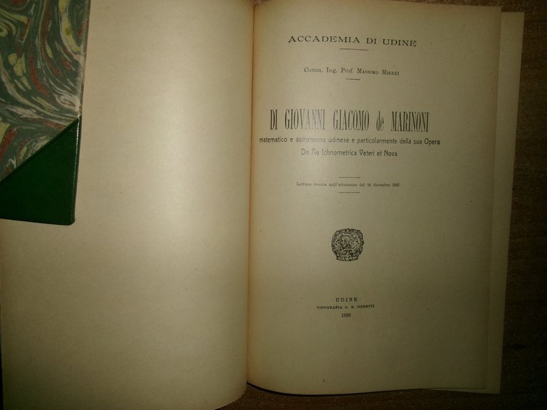 DI GIOVANNI-GIACOMO de MARINONI matematico e astronomo...MASSIMO MISANI 1928