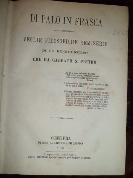 Di palo in frasca - Veglie filosofiche