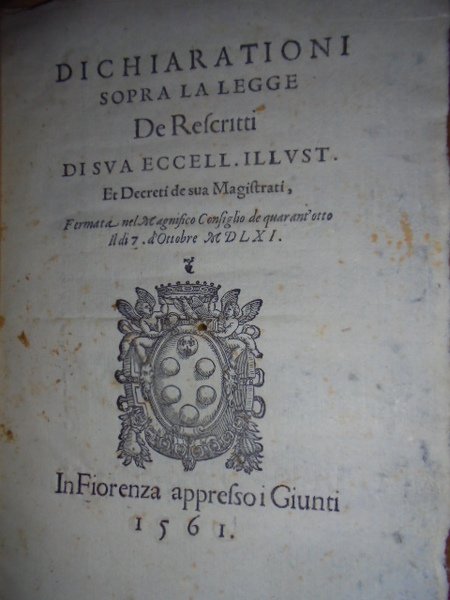 DICHIARATIONI sopra la legge de Rescritti di Sua Eccell. Illust. …