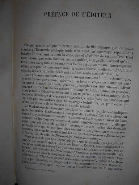 DICTIONNAIRE de l' économie Politique contenant l' exposition des principes …