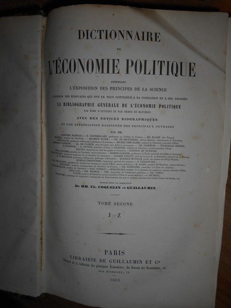 DICTIONNAIRE de l' économie Politique contenant l' exposition des principes …