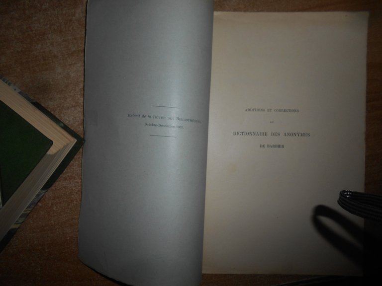 DICTIONNAIRE DES ANONYMES de BARBIER par H. CELANI 1902