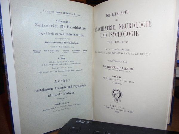 Die Literatur der Psychiatrie, Neurologie und Psychologie von 1459 - …