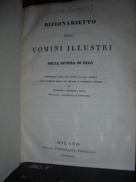 Dizionarietto degli Uomini Illustri della Riviera di Salò