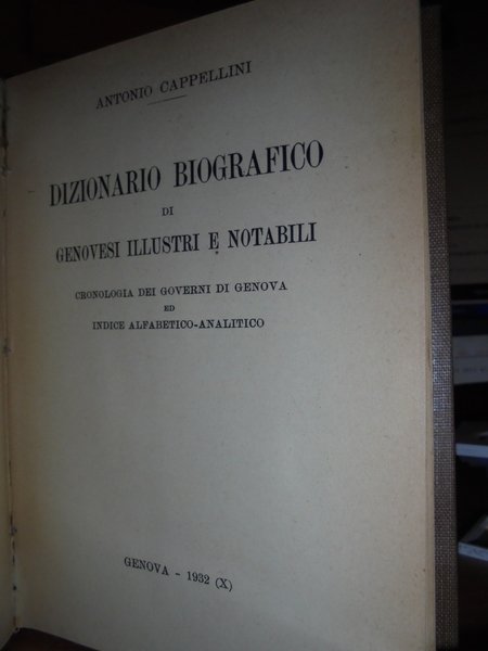 Dizionario Biografico di Genovesi Illustri e Notabili cronologia dei Governi …