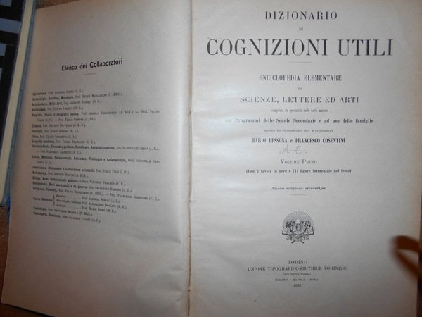 Dizionario di COGNIZIONI UTILI enciclopedia elementare di Scienze, Lettere ed …
