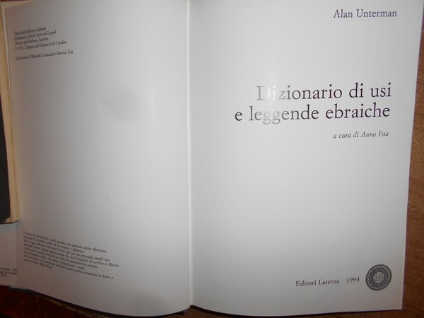 Dizionario di usi e leggende ebraiche