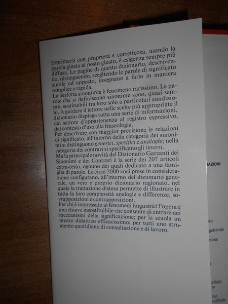 Dizionario GARZANTI dei Sinonimi e dei Contrari con Generici, Specifici, …