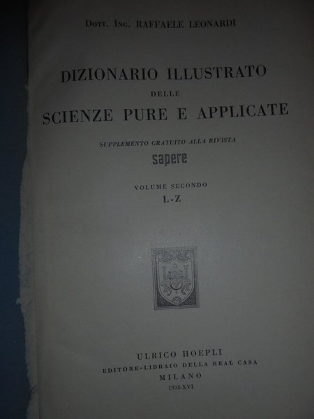 Dizionario illustrato delle scienze pure e applicate