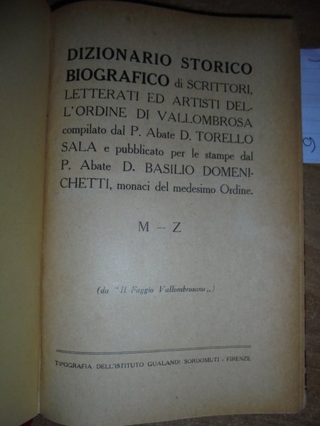 DIZIONARIO Storico Biografico di scrittori, letterati ed artisti dell' Ordine …