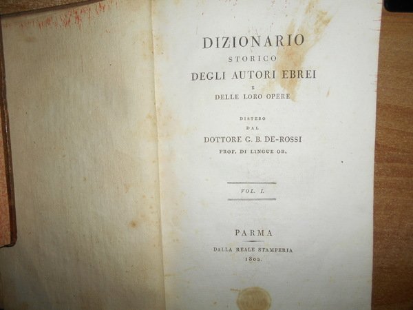 Dizionario Storico degli Autori Ebrei e delle loro opere