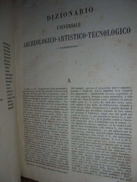 DIZIONARIO universale Archeologico - Artistico - Tecnologico