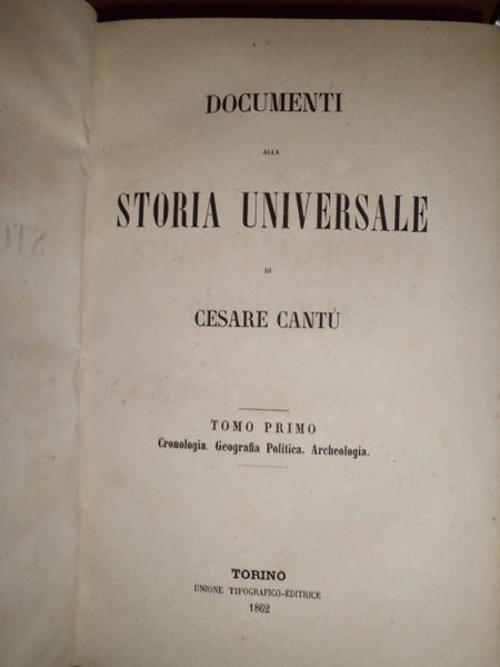 DOCUMENTI ALLA STORIA UNIVERSALE