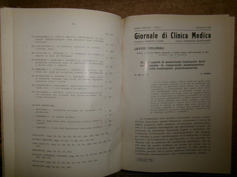 DOMENICO CAMPANACCI. Giornale di Clinica Medica... 12 fascicoli in 2 …
