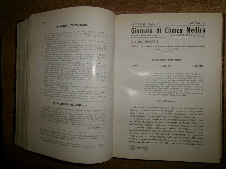 DOMENICO CAMPANACCI. Giornale di Clinica Medica... 12 fascicoli in 2 …