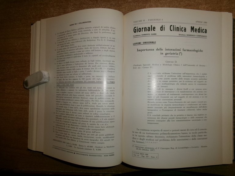 DOMENICO CAMPANACCI. Giornale di Clinica Medica 12 fascicoli legati assieme …