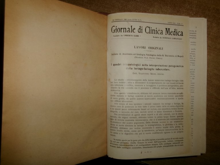DOMENICO CAMPANACCI. Giornale di Clinica Medica 18 fascicoli legati assieme …
