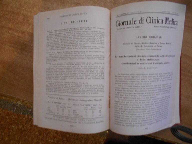 DOMENICO CAMPANACCI. Giornale di Clinica Medica 1937. 18 fascicoli legati …