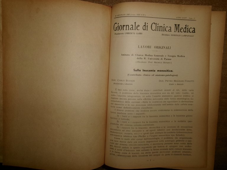DOMENICO CAMPANACCI. Giornale di Clinica Medica 1943. 18 fascicoli legati …