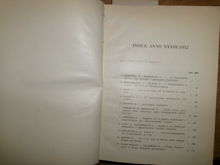DOMENICO CAMPANACCI. Giornale di Clinica Medica 1952. 12 fascicoli legati …