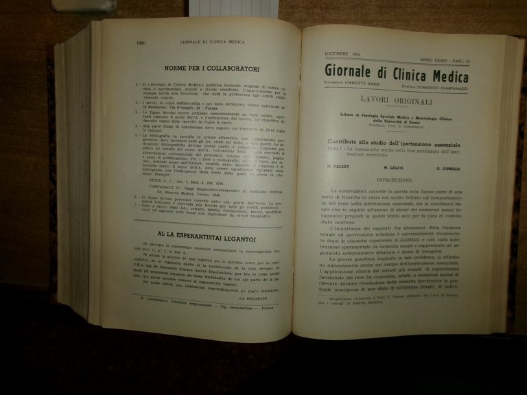 DOMENICO CAMPANACCI. Giornale di Clinica Medica 1953. 12 fascicoli legati …