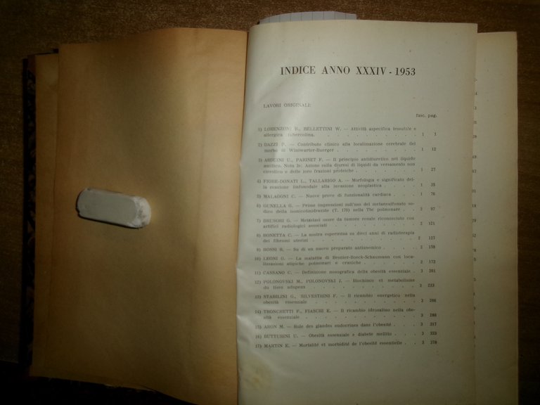 DOMENICO CAMPANACCI. Giornale di Clinica Medica 1953. 12 fascicoli legati …
