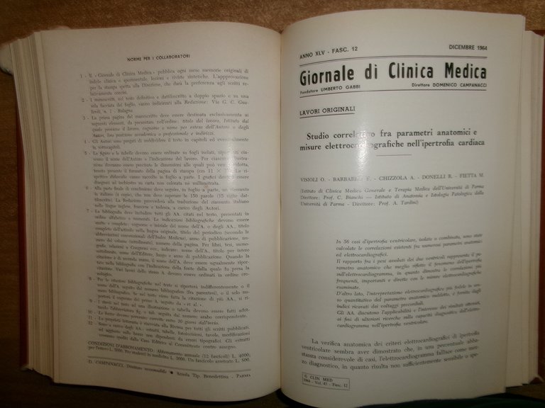 DOMENICO CAMPANACCI. Giornale di Clinica Medica 1964 12 fascicoli legati …