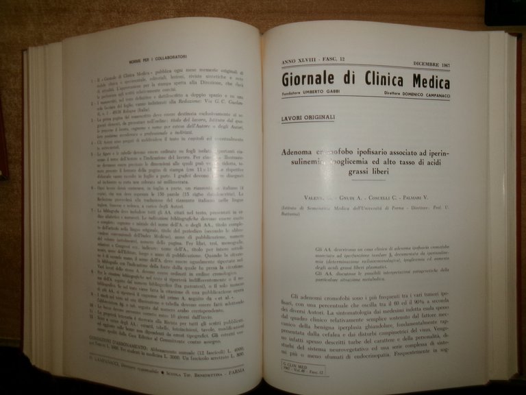 DOMENICO CAMPANACCI. Giornale di Clinica Medica 1967 12 fascicoli in …