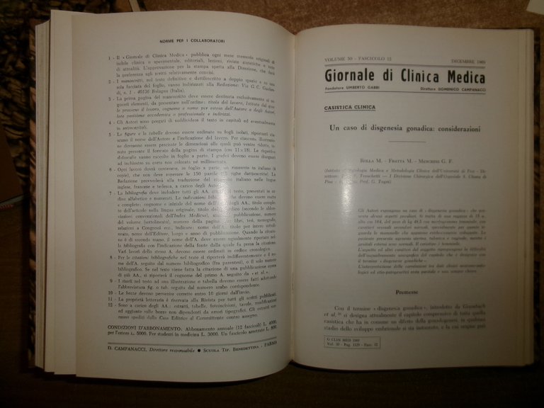 DOMENICO CAMPANACCI. Giornale di Clinica Medica 1969 12 fascicoli legati …