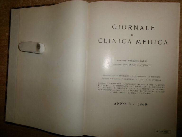 DOMENICO CAMPANACCI. Giornale di Clinica Medica 1969 12 fascicoli legati …