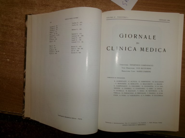 DOMENICO CAMPANACCI. Giornale di Clinica Medica 1984-12 fascicoli legati assieme