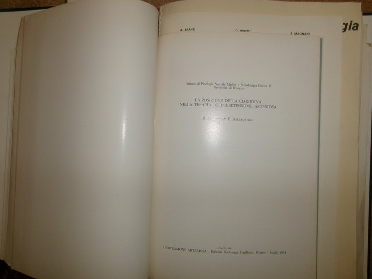 Dott. MAGNANI.AA. VV. Istituto di Cardiologia Pubblicazioni Scientifiche 1974-76