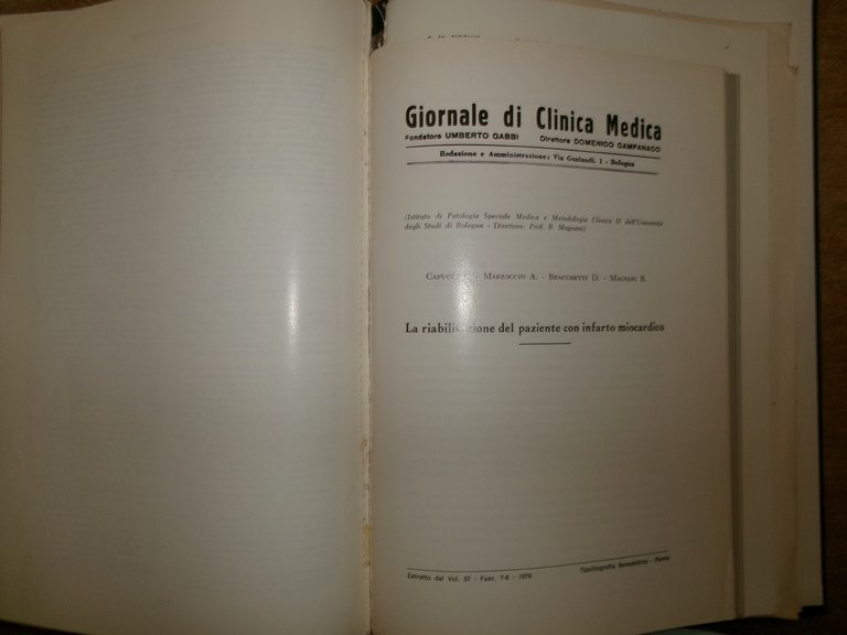 Dott. MAGNANI.AA. VV. Istituto di Cardiologia Pubblicazioni Scientifiche 1974-76