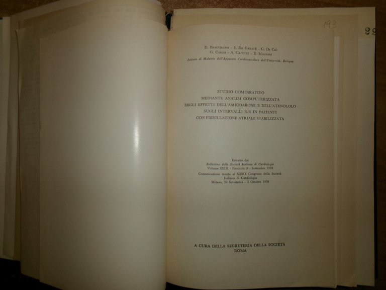 Dott. MAGNANI.AA. VV. Istituto di Cardiologia Pubblicazioni Scientifiche 1977-79