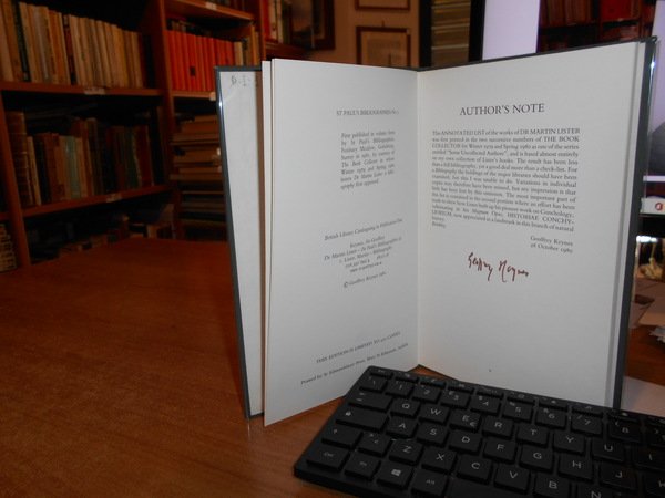DR MARTIN LISTER a Bibliography