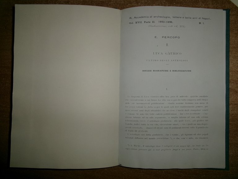 E. PERCOPO I. LUCA GAURICO ultimo degli Astrologi Notizie... RIPRODUZIONE
