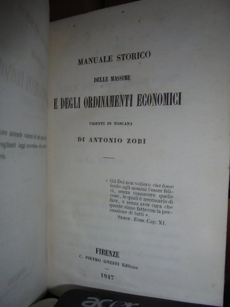 (Economia) MANUALE STORICO DELLE MASSIME E DEGLI ORDINAMENTI Economici vigenti …