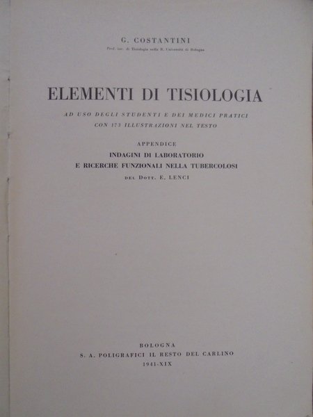 ELEMENTI DI TISIOLOGIA