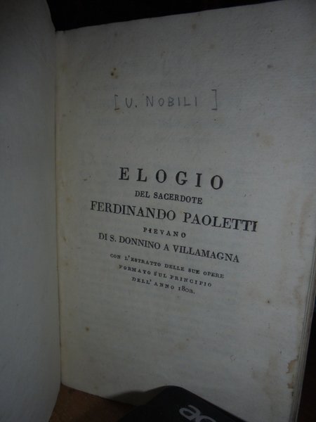ELOGIO DEL SACERDOTE FERDINANDO PAOLETTI PIEVANO DI S. DONNINO A …