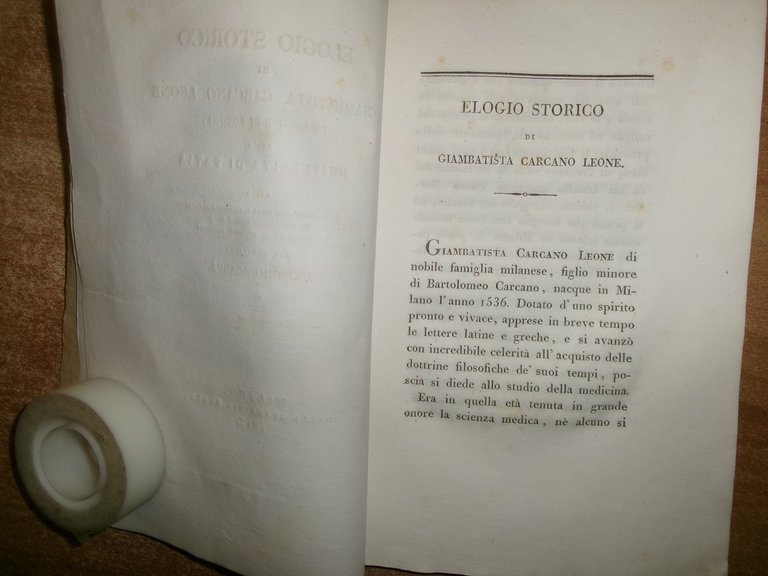 ELOGIO STORICO DI GIAMBATTISTA CARCANO LEONE Antonio Scarpa 1813