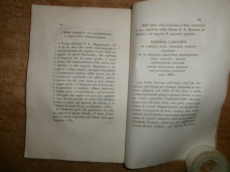 ELOGIO STORICO DI GIAMBATTISTA CARCANO LEONE Antonio Scarpa 1813