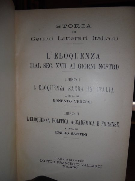 ELOQUENZA (Dalle origini al XVI secolo). (Dal secolo XVII ai …