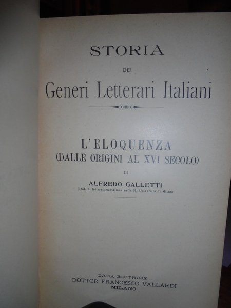 ELOQUENZA (Dalle origini al XVI secolo). (Dal secolo XVII ai …